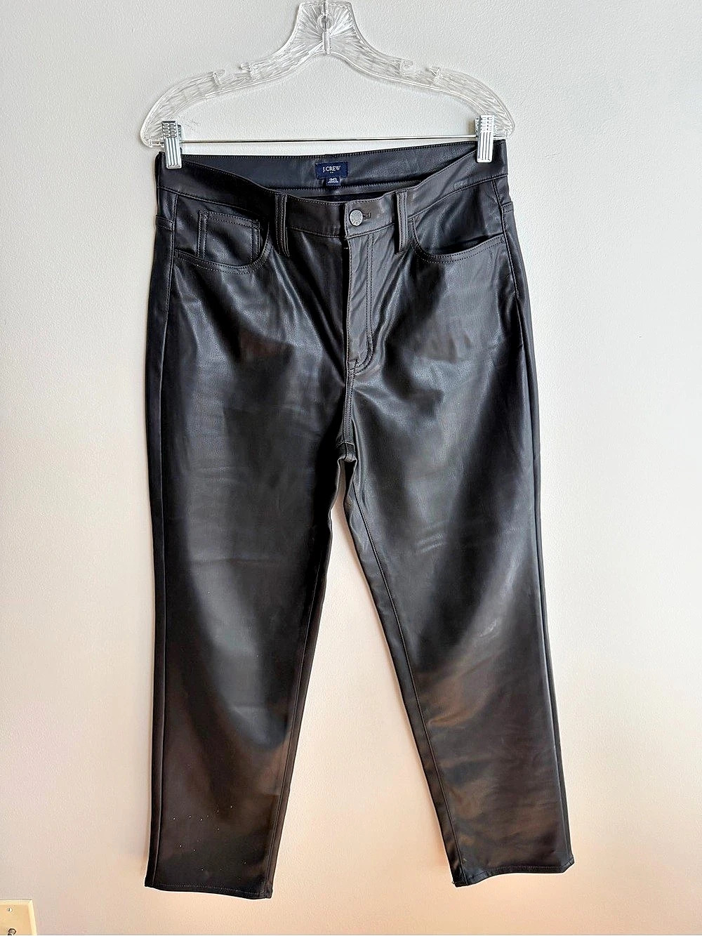 J.Crew Faux Leather Straight Leg Pants Black Waist 30 Like New